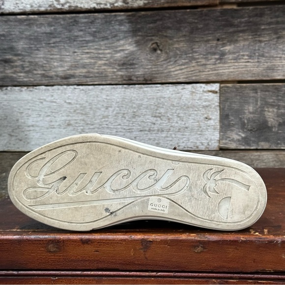 GUCCI Men’s Microsoft Blue Leather High-Top Sneakers White Laces US sz 8 - Picture 13 of 13